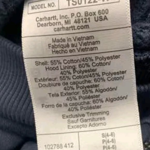 Carhartt Relaxed Midweight Full Zip Navy Sweatshirt Hoodie Size S Excellent Cond - Picture 5 of 6